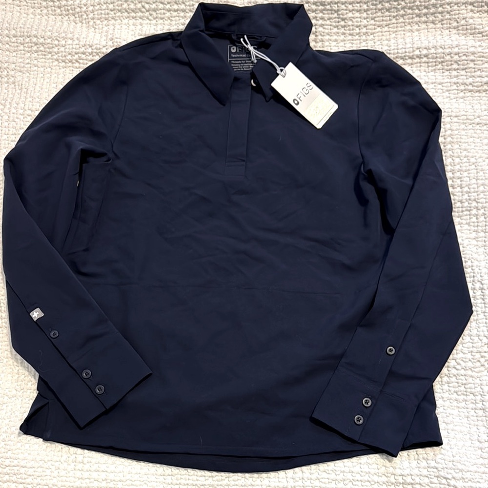 FIGS Technical College Women’s Long Sleeve with Collar Navy Blue. New with Tags